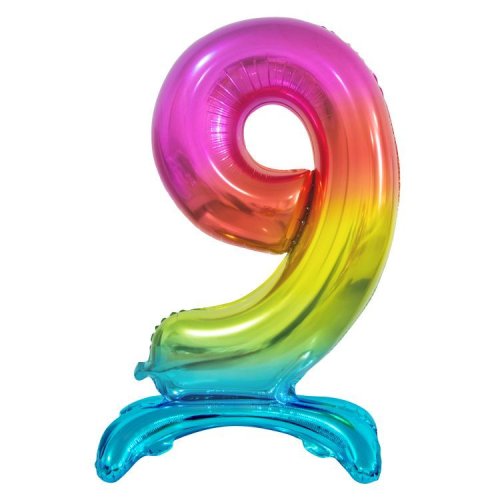 Standing foil balloon No9 76cm Rainbow