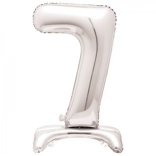 Standing foil balloon No7 76cm Silver
