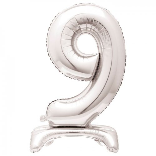 Standing foil balloon No9 76cm Silver