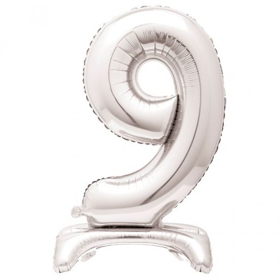Standing foil balloon No9 76cm Silver