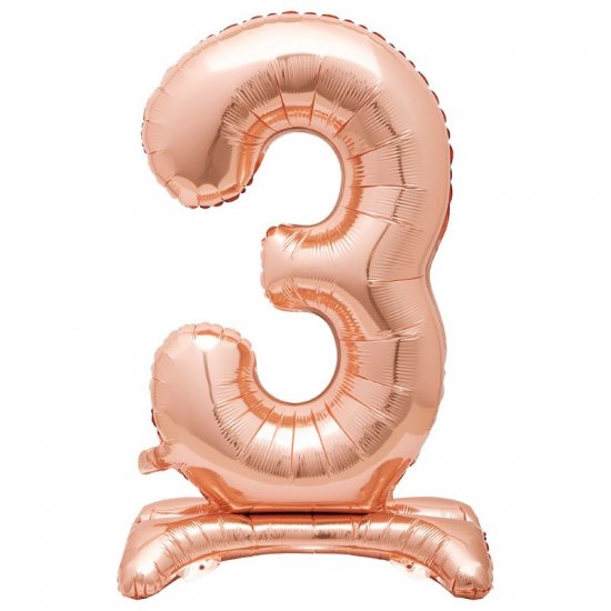 Standing foil balloon No3 76cm Rosegold