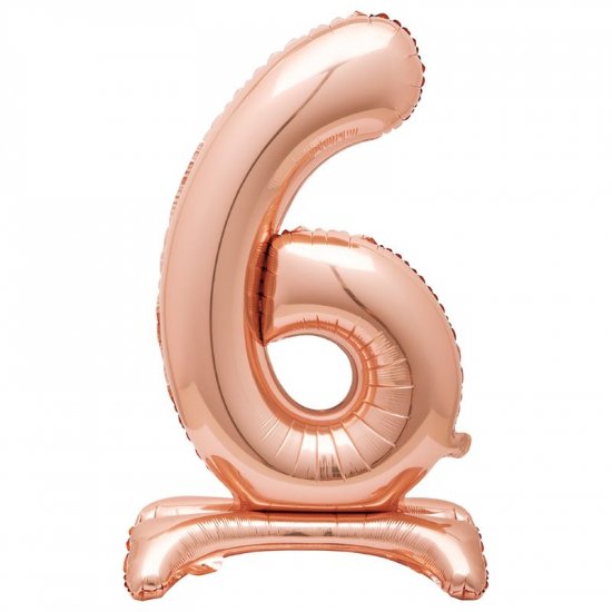 Standing foil balloon No6 76cm Rosegold