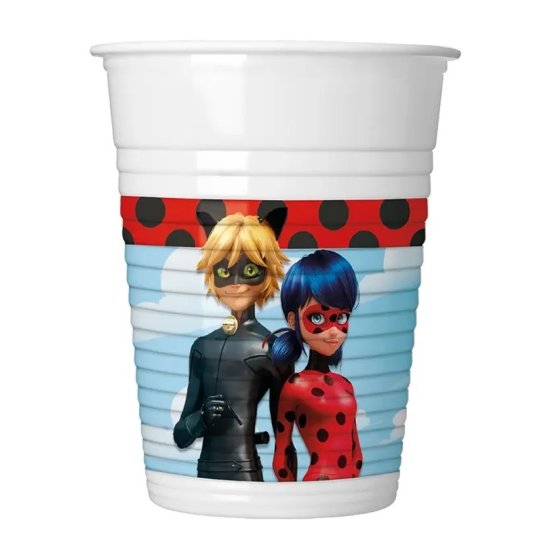 8 Plastic Cups Miraculous Ladybug 200ml