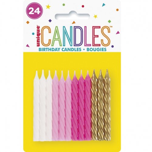 24 Birthday Candles Spiral (Pink, White, Gold) 24 Birthday Candles Spiral (Pink, White, Gold)