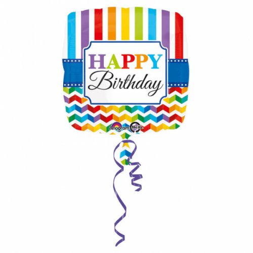 Foil Balloon Happy Birthday 43 cm (Stripes & Chevron) Foil Balloon Happy Birthday 43 cm (Stripes & Chevron)
