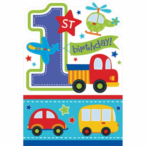 8 Invitations cards with envelopes 1st All Aboard Birthday