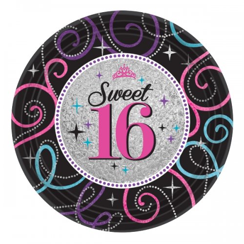 8 Paper plates Prismatic 18cm Sweet 16