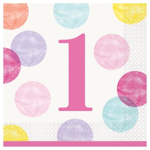 16 Napkins 1st Pink Dots 33X33cm 16 Napkins 1st Pink Dots 33X33cm