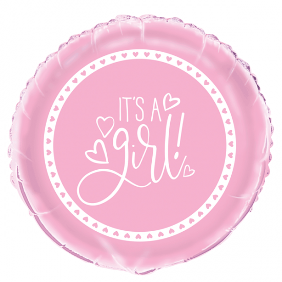 Foil Balloon Pink Hearts Baby Shower 43cm