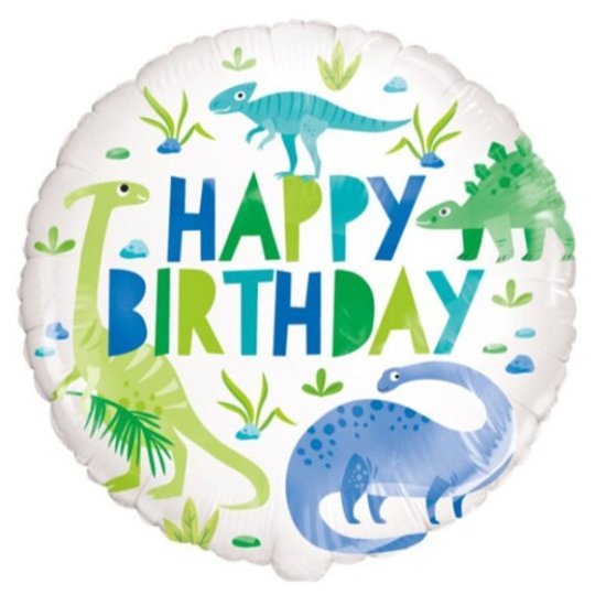 Foil Balloon Happy Birthday Dinosaurs 45cm