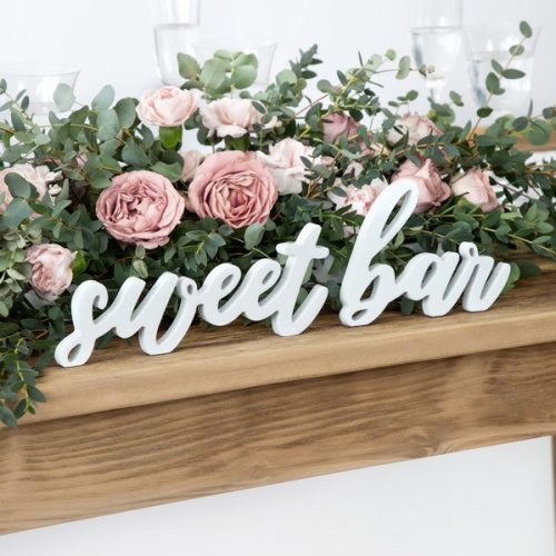 Wooden inscription Sweet bar white 37x10cm