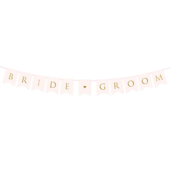 Banner Bride Groom, light pink, 15 x 155 cm