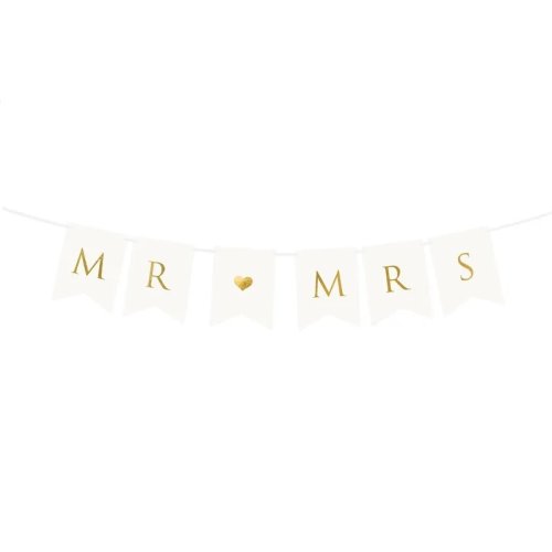 Banner Mr Mrs, white, 15 x 85 cm
