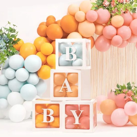 Balloon boxes BABY, 30x30 cm, white