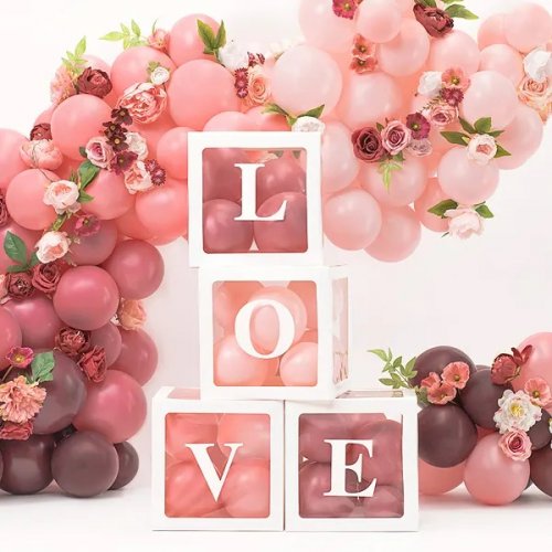 Balloon boxes LOVE, 30x30 cm, white