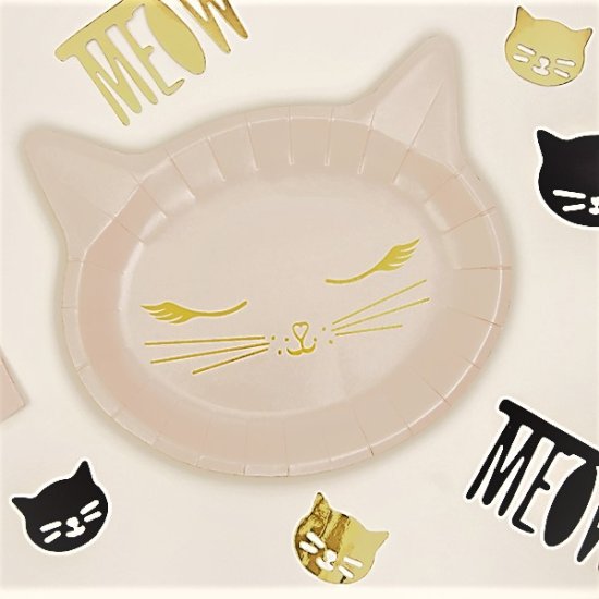 6 Paper Plates Cat 22x20cm