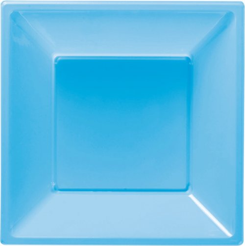 8 Plastic Deep Square Plates 18cm Light Blue  8 Plastic Deep Square Plates 18cm Light Blue