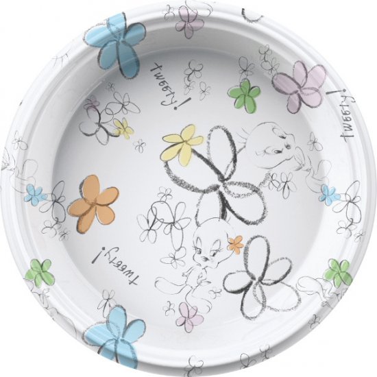 Tweety Flower - 8 Plates 23 CM Plastic Round