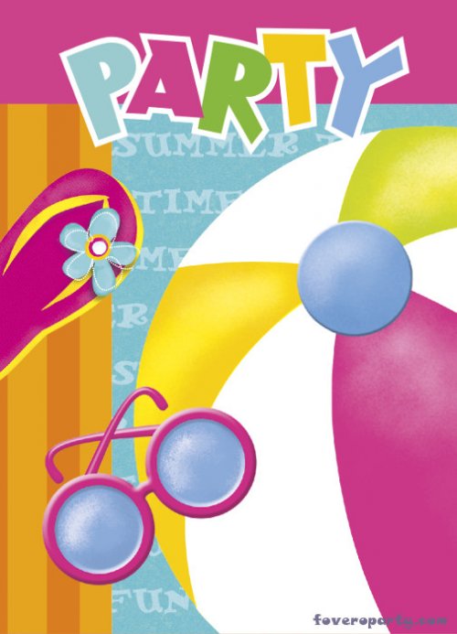 8 Invitations Cards Pool Party 8 Invitations Cards Pool Party