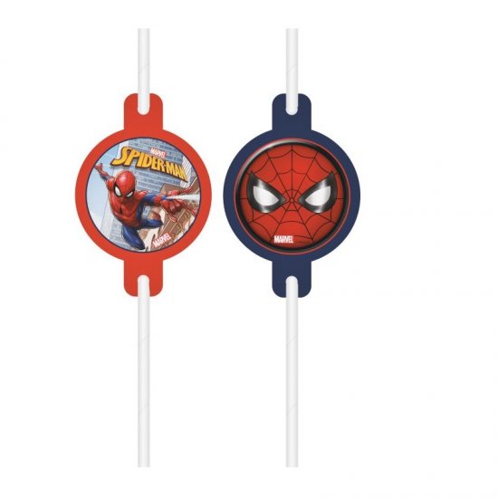 4 Paper Drinking Straws Spiderman