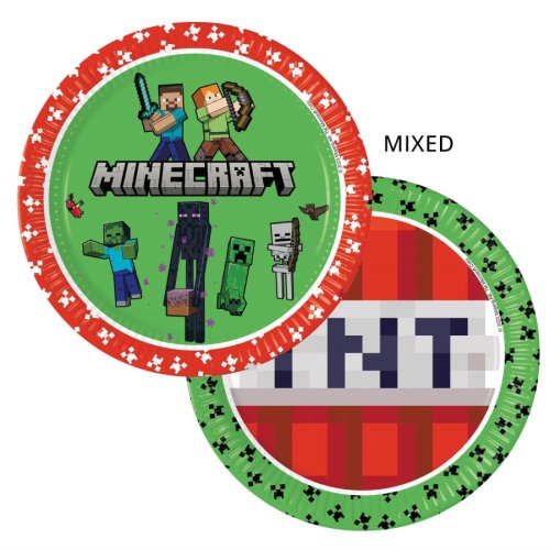 8 Paper Plates Minecraft 23cm  8 Paper Plates Minecraft 23cm