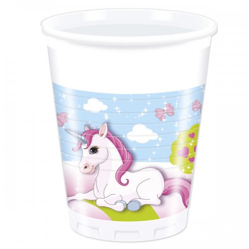 8 Plastic Cups Unicorn 200ml 8 Plastic Cups Unicorn 200ml