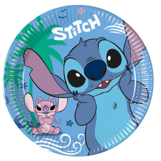 8 Paper Plates Stitch & Angel 19cm
