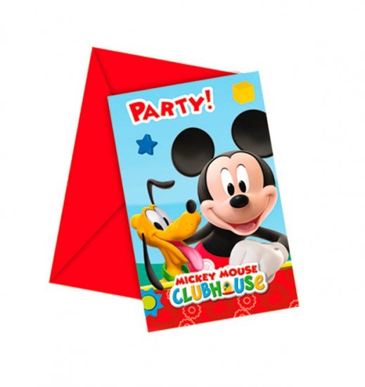 6 Invitation cards With Envelope Mickey