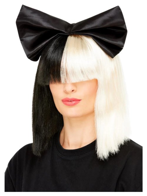 Black & White Wig with Bow Black & White Wig with Bow