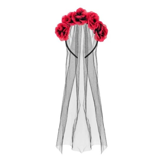 Headband with Veil and Roses