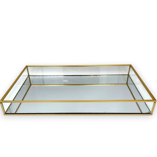 Mirror Tray with Gold Edges 40X25cm Mirror Tray with Gold Edges 40X25cm