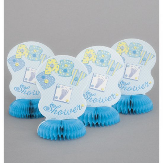 4 Light Blue Honeycombs Baby Shower