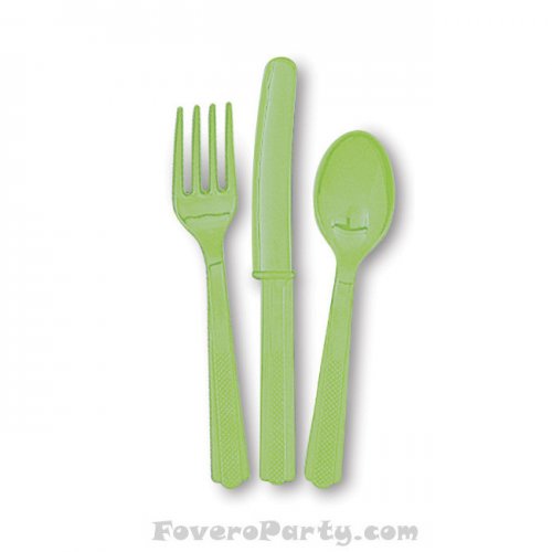 6 Set Cutlery Lime Green (18pcs)