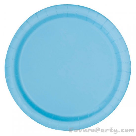 20 Paper Plates Light Blue 17cm