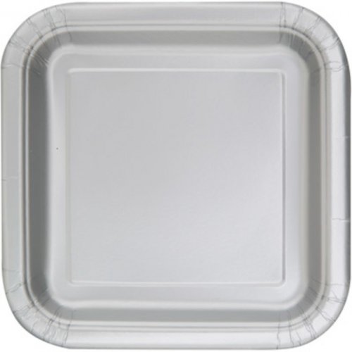 14 Paper Plates Silver Square 23cm 14 Paper Plates Silver Square 23cm
