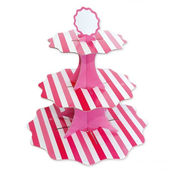Cupcake stand Pink Stripes 35/26/21cm x 35cm