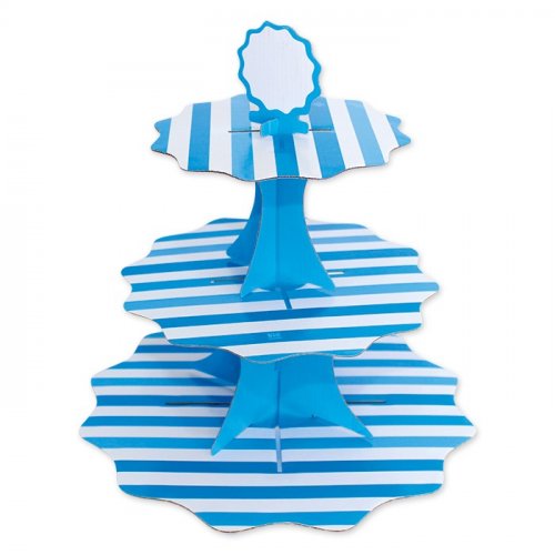 Cupcake stand Blue Stripes 35/26/21cm x 35cm Cupcake stand Blue Stripes 35/26/21cm x 35cm
