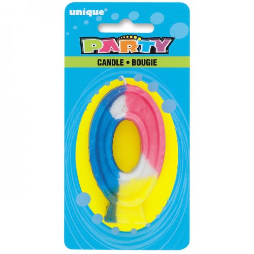 Rainbow Numeral Candle 0