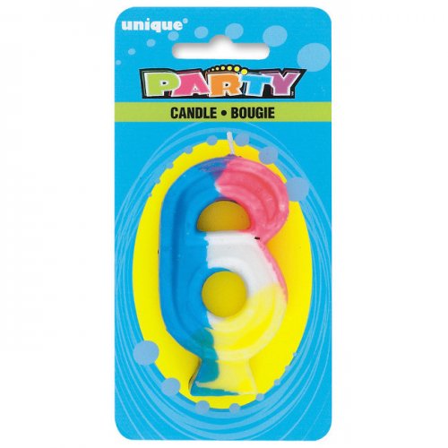 Rainbow Numeral Candle 6