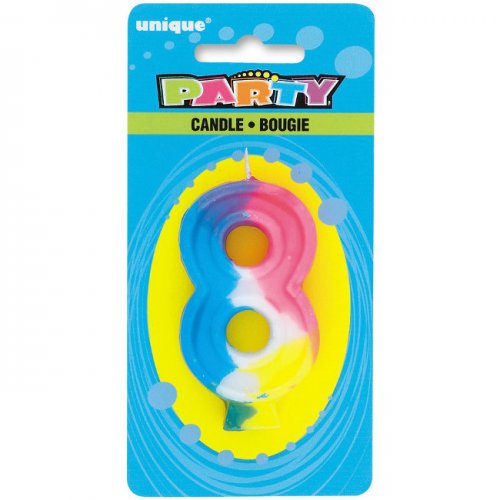 Rainbow Numeral Candle 8