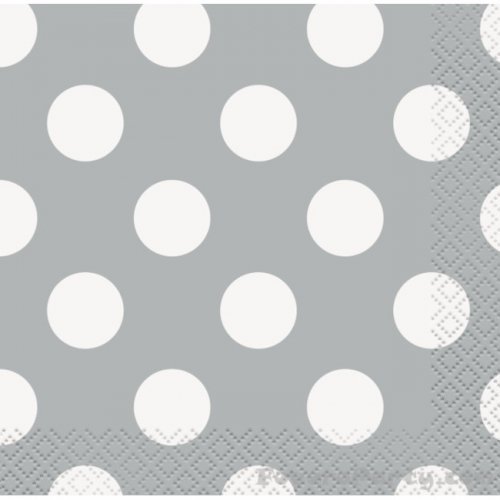 16 Napkins Silver Dot 25X25cm 16 Napkins Silver Dot 25X25cm