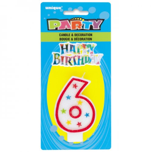 Candle No6 with glitters & Happy Birthday Plaquette