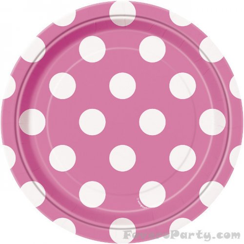 8 Plates Fuchsia Dots 18cm 8 Plates Fuchsia Dots 18cm