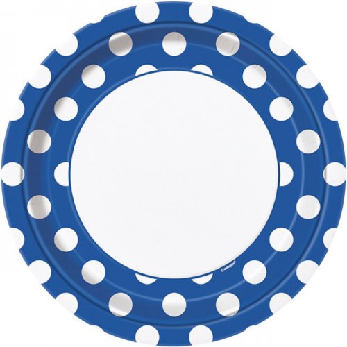 8 Plates Blue Dots 23cm 8 Plates Blue Dots 23cm