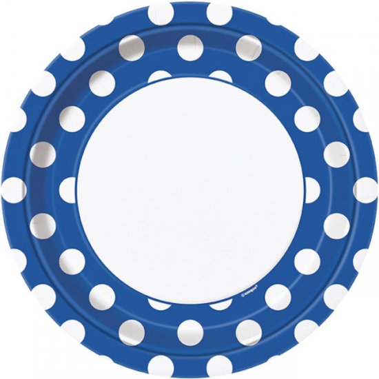 8 Plates Blue Dots 23cm