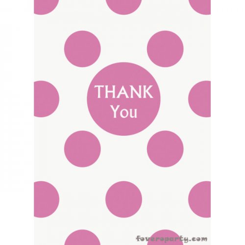 8 Fuchsia Dots Thank you Cards with envelope 8 Fuchsia Dots Thank you Cards with envelope