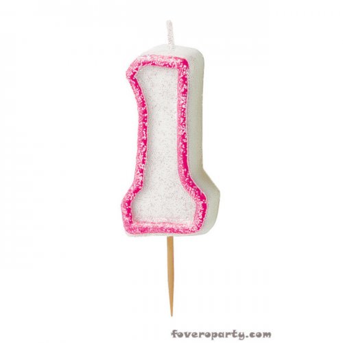 Pink Candle with Glitters number 1