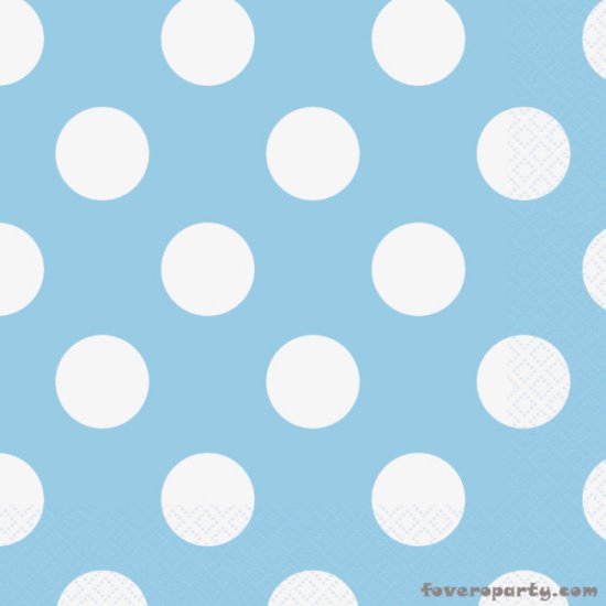16 Napkins Light Blue dots