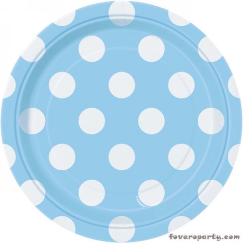 8 Plates Light Blue Dots 18cm 8 Plates Light Blue Dots 18cm