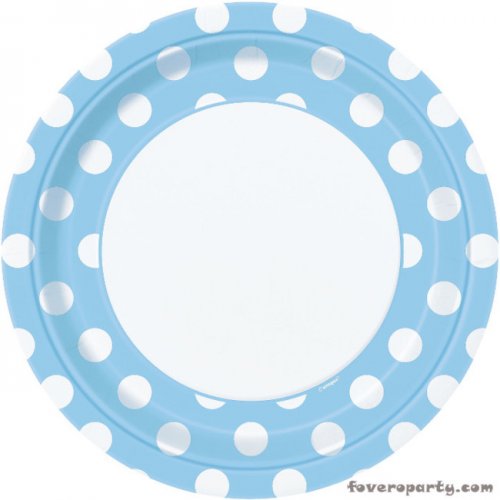 8 Plates Light Blue Dots 23cm 8 Plates Light Blue Dots 23cm
